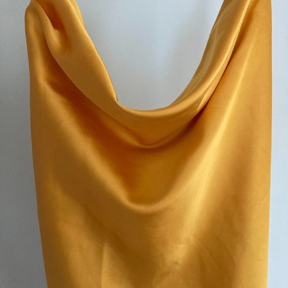 J.O.A. Cowl Neck Satin Slip Dress * Golden Apricot - Picture 4 of 4